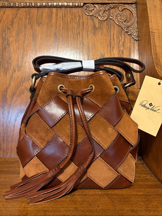 Patricia Nash Handbags - NWT-Patricia Nash-Bellona Bucket Bag-Suede Leather Weave Design-Cognac-$249